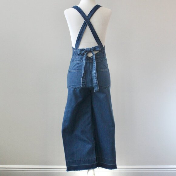 Universal Thread Blue Bow Classic Cross back Feminine Wide-Leg Denim Overalls 0 - Picture 11 of 12